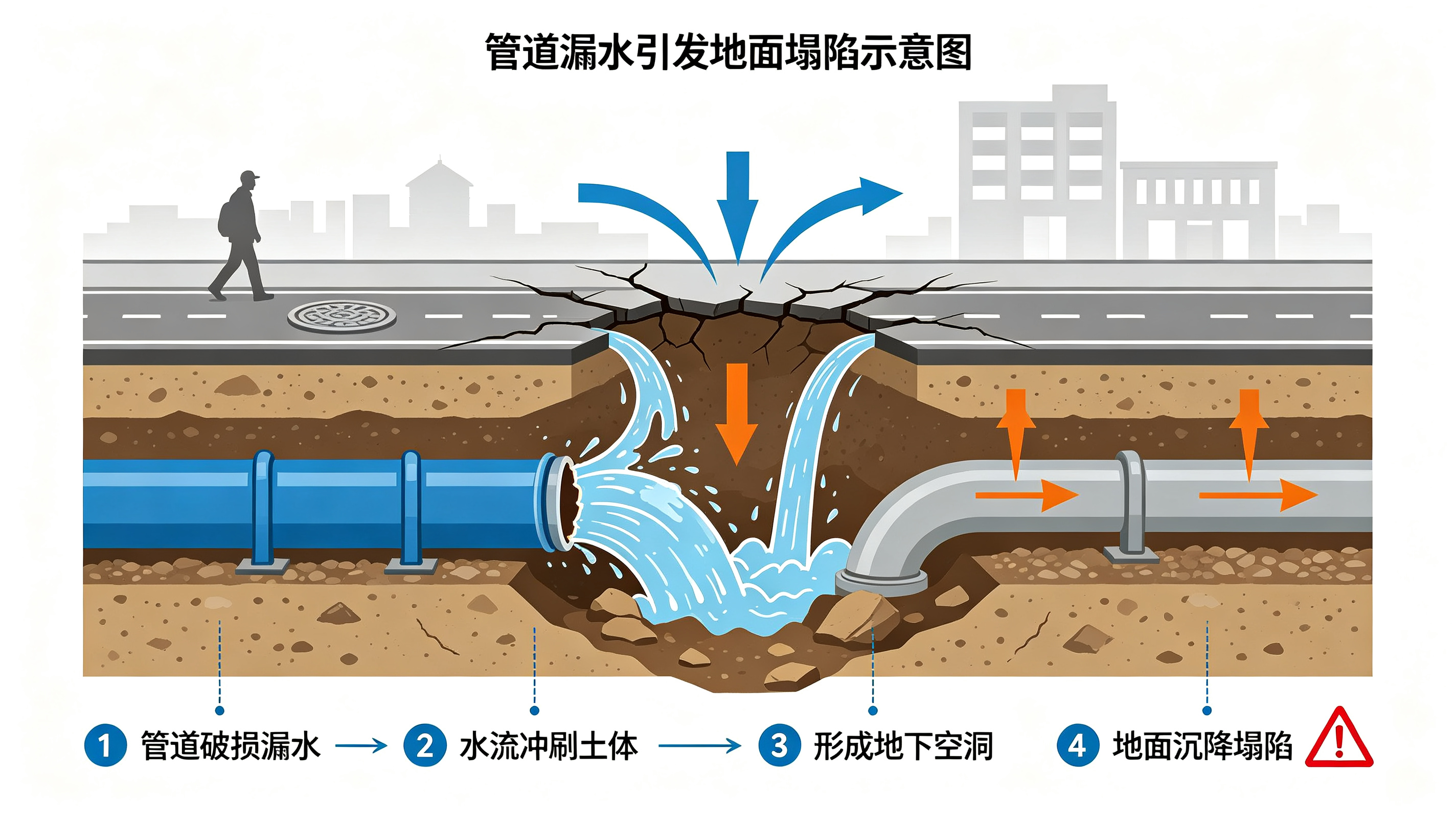 工業(yè)地下管網(wǎng)是工廠(chǎng)生產(chǎn)的“地下動(dòng)脈”，承擔(dān)著供水、排水、消防、物料輸送等關(guān)鍵職能。然而，隨著管網(wǎng)運(yùn)行年限增長(zhǎng)，地下管道漏水問(wèn)題日益突出，成為困擾工業(yè)企業(yè)的一大頑疾。 一、工業(yè)地下管道漏水的現(xiàn)狀與危害 許多工業(yè)企業(yè)的地下管網(wǎng)始建于建廠(chǎng)初期，管線(xiàn)種類(lèi)繁雜，涵蓋生活水、消防水、工業(yè)循環(huán)水等多個(gè)系統(tǒng)。受限于當(dāng)年的管材標(biāo)準(zhǔn)與施工工藝，加之?dāng)?shù)十年持續(xù)埋設(shè)于地下，相當(dāng)比例的管線(xiàn)已超出設(shè)計(jì)使用年限。據(jù)統(tǒng)計(jì)，在各類(lèi)管道運(yùn)行故障中，泄漏問(wèn)題占比高達(dá)40%—60%，是威脅企業(yè)安全生產(chǎn)的頭號(hào)管道隱患。 地下管道漏水的危害遠(yuǎn)不止于